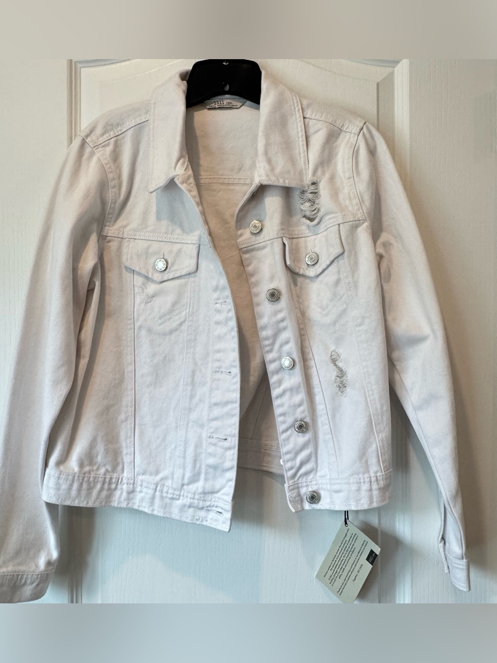 L White Denim Jacket - Lightweight Distressed Style